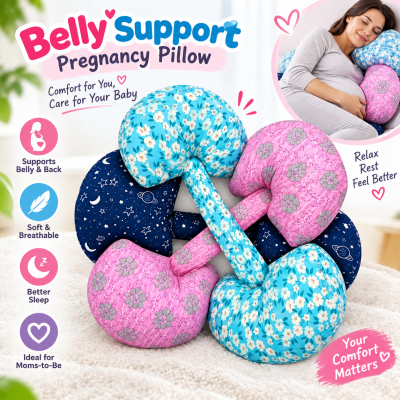 Belly Support Pregnancy Pillow – Soft Cotton Maternity Wedge Pillow for Back & Bump Support, Ergonomic Comfort Cushion for Expecting Mothers & Pain Relief